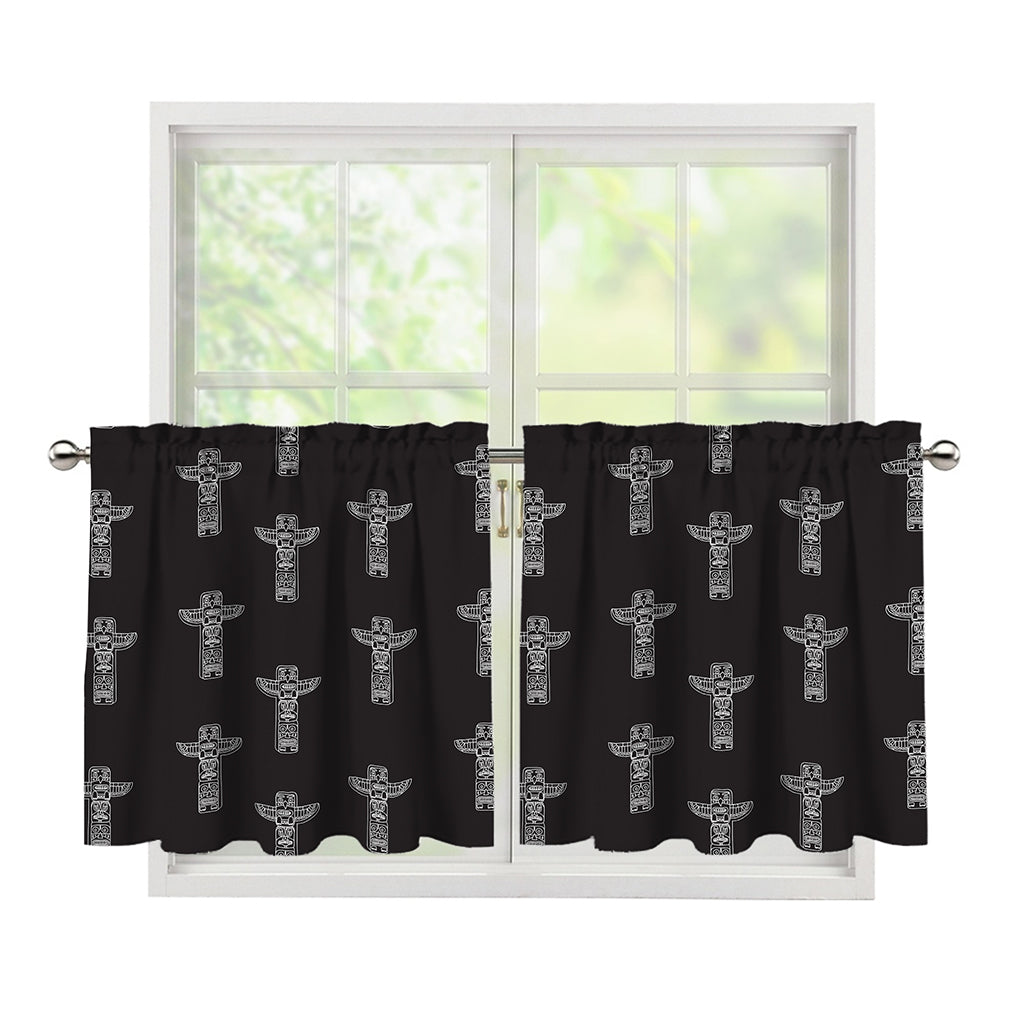 Tribal Totem Pattern Print Tier Curtains