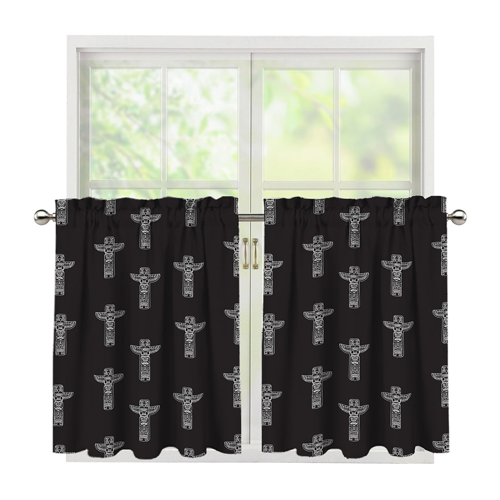 Tribal Totem Pattern Print Tier Curtains
