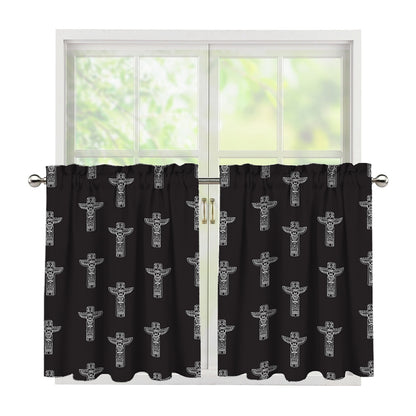 Tribal Totem Pattern Print Tier Curtains