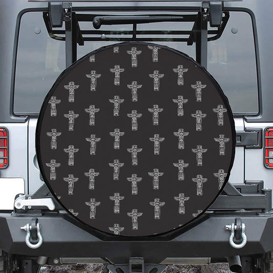 Tribal Totem Pattern Print Tire Cover