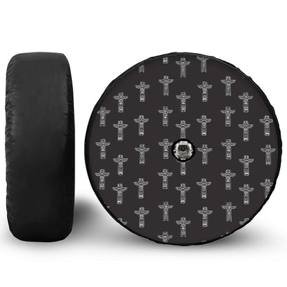 Tribal Totem Pattern Print Tire Cover With Camera Hole