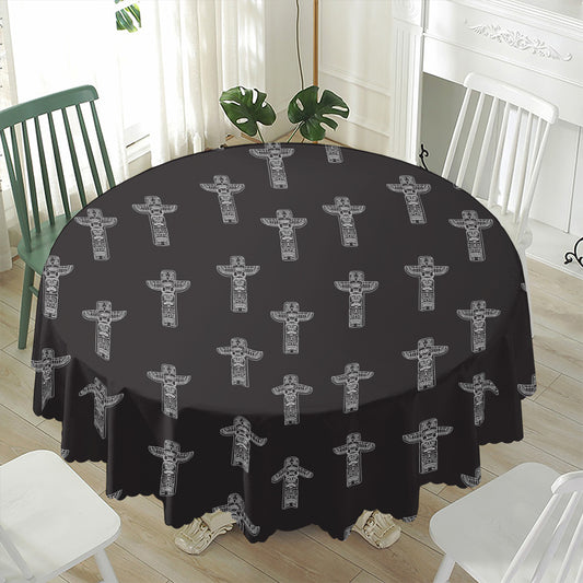 Tribal Totem Pattern Print Waterproof Round Tablecloth