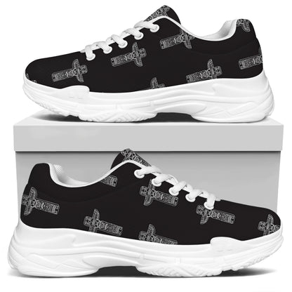Tribal Totem Pattern Print White Chunky Shoes