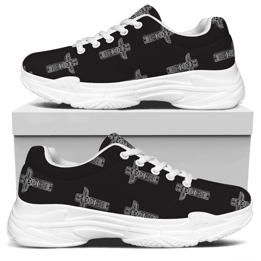 Tribal Totem Pattern Print White Chunky Shoes