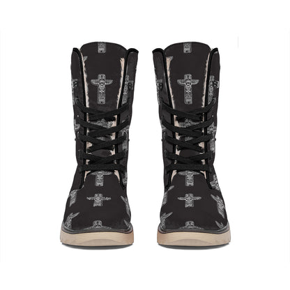 Tribal Totem Pattern Print Winter Boots
