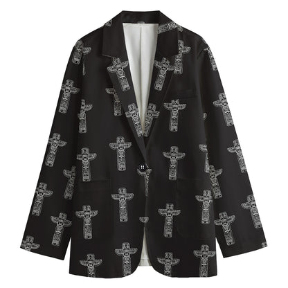 Tribal Totem Pattern Print Women's Blazer