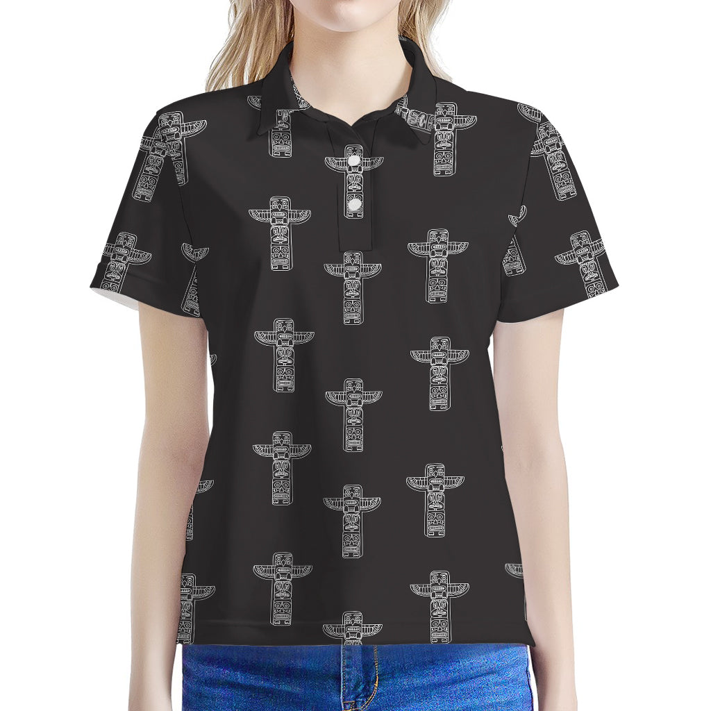 Tribal Totem Pattern Print Women's Polo Shirt
