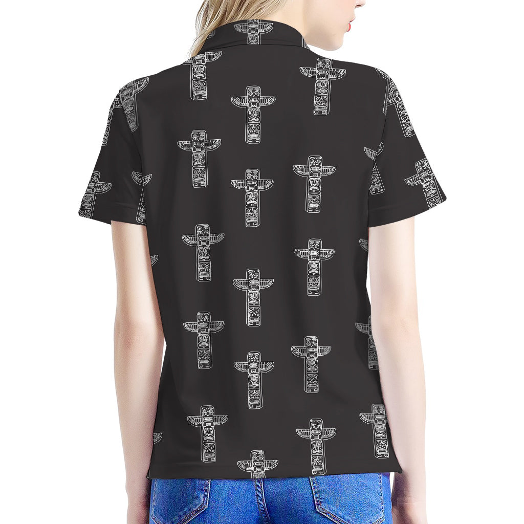 Tribal Totem Pattern Print Women's Polo Shirt