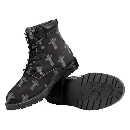 Tribal Totem Pattern Print Work Boots