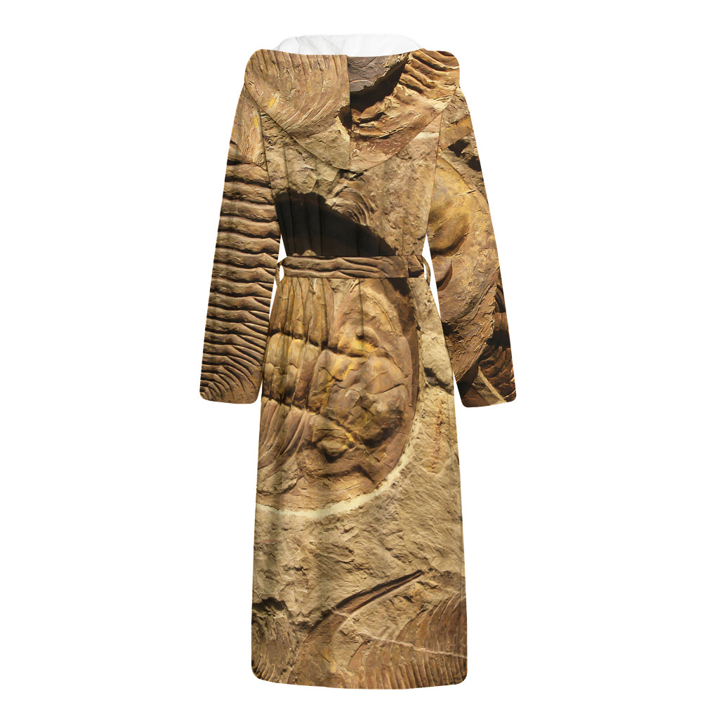 Trilobite Fossil Print Hooded Bathrobe