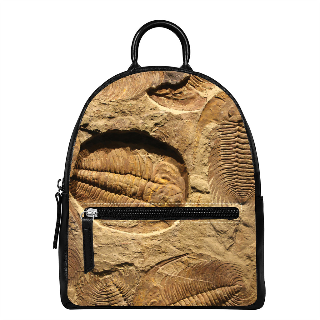 Trilobite Fossil Print Leather Backpack