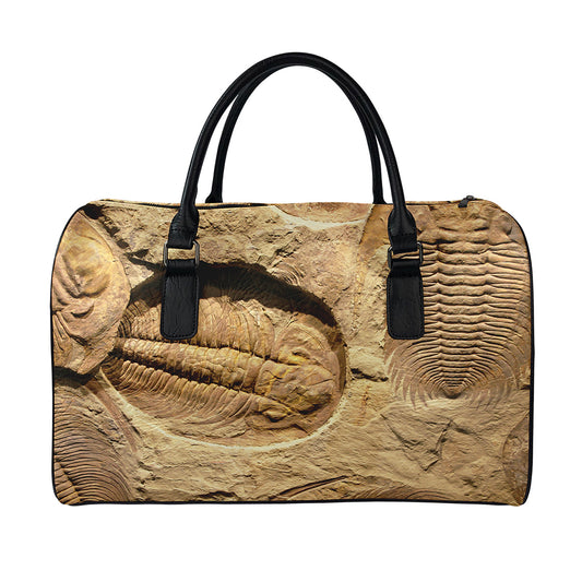 Trilobite Fossil Print Leather Duffle Bag