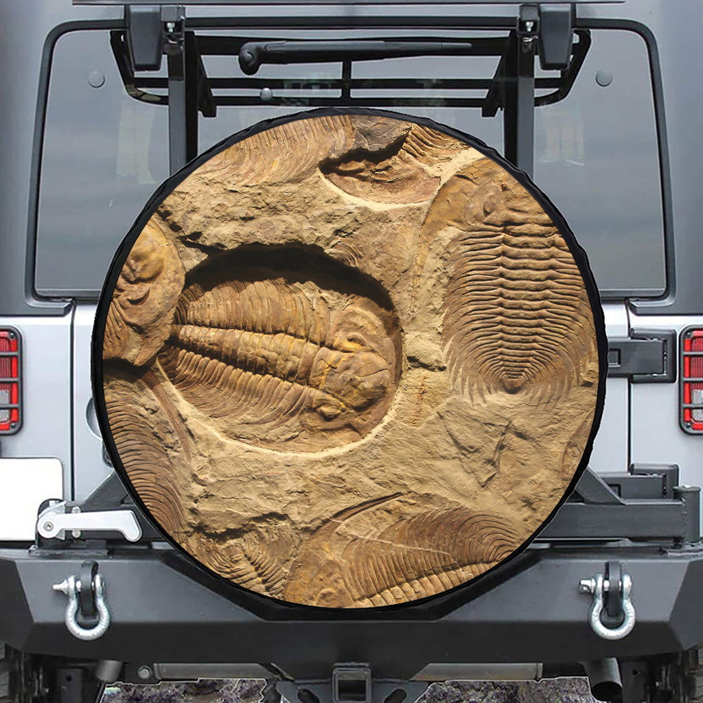 Trilobite Fossil Print Leather Spare Tire Cover