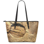 Trilobite Fossil Print Leather Tote Bag