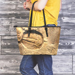 Trilobite Fossil Print Leather Tote Bag