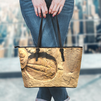 Trilobite Fossil Print Leather Tote Bag