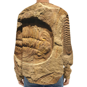 Trilobite Fossil Print Long Sleeve Baseball Jersey