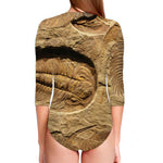Trilobite Fossil Print Long Sleeve Swimsuit