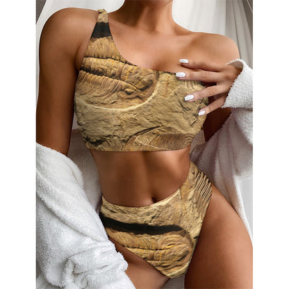 Trilobite Fossil Print One Shoulder Bikini Top