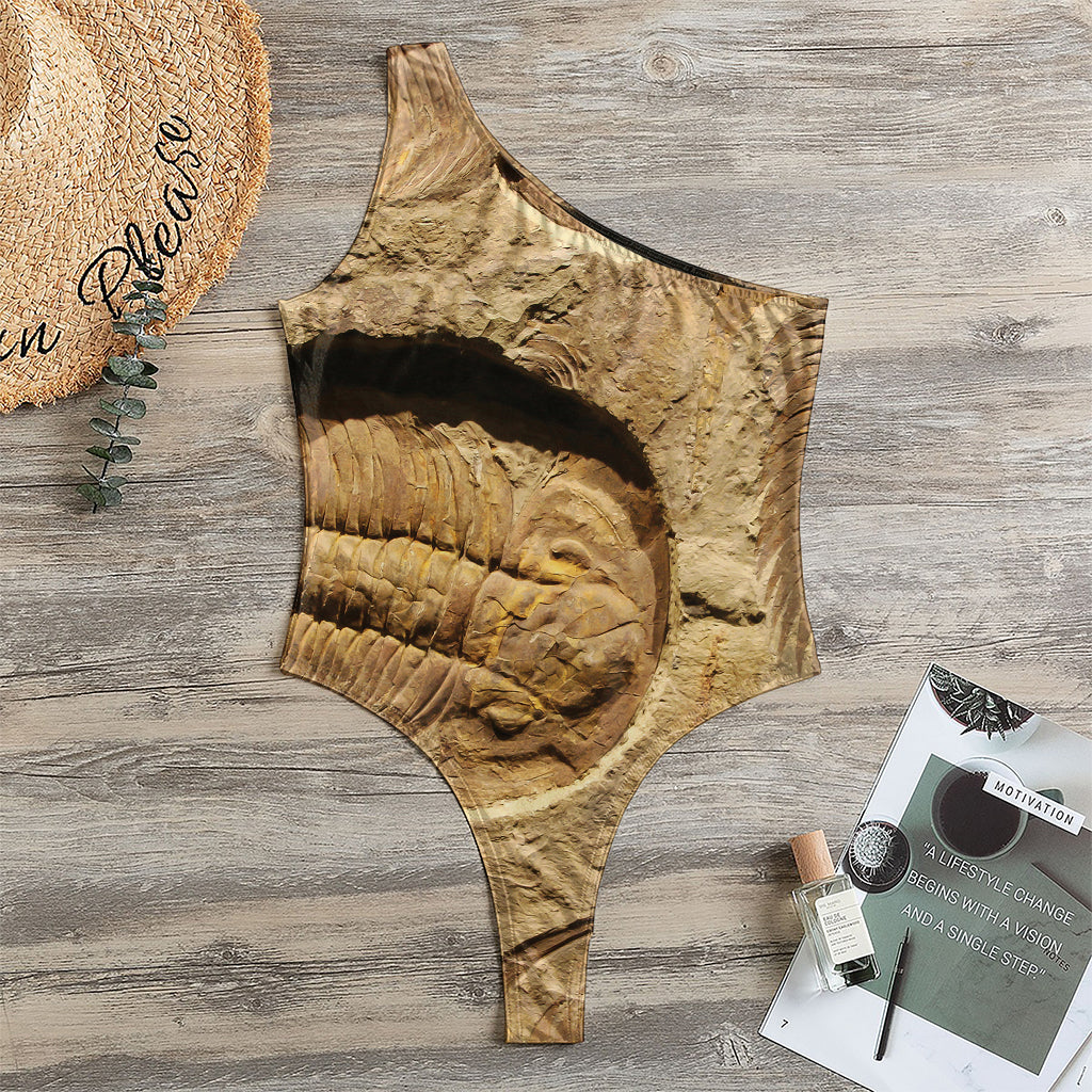 Trilobite Fossil Print One Shoulder Bodysuit