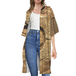 Trilobite Fossil Print Open Front Beach Cover Up