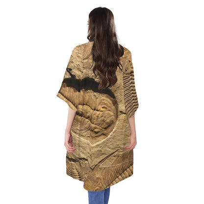 Trilobite Fossil Print Open Front Beach Cover Up