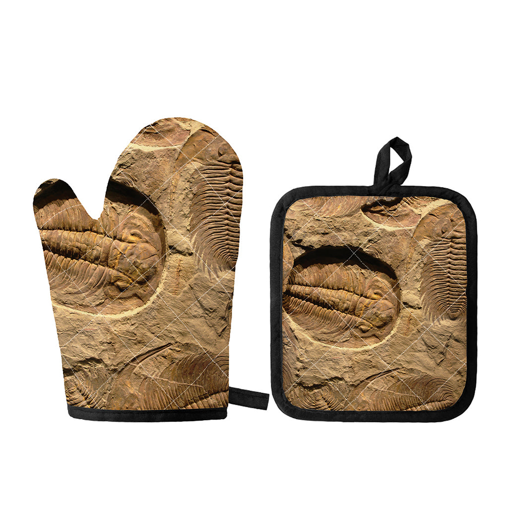 Trilobite Fossil Print Oven Mitt And Pot Holder Set