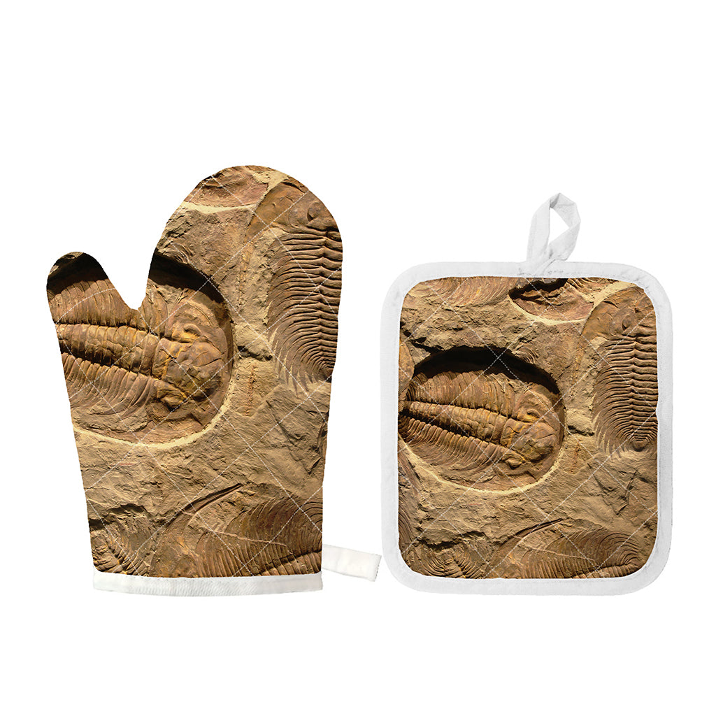Trilobite Fossil Print Oven Mitt And Pot Holder Set