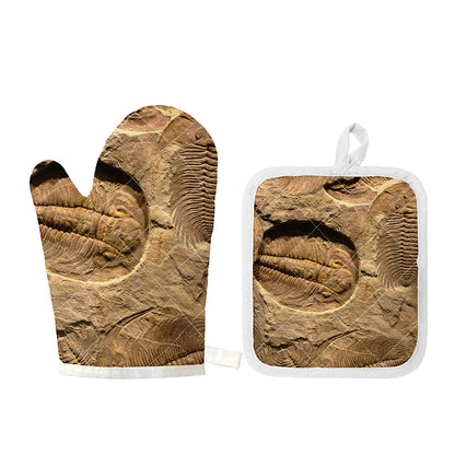 Trilobite Fossil Print Oven Mitt And Pot Holder Set