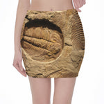 Trilobite Fossil Print Pencil Mini Skirt