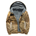 Trilobite Fossil Print Sherpa Lined Zip Up Hoodie