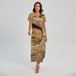 Trilobite Fossil Print Short Sleeve Maxi Dress