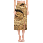 Trilobite Fossil Print Side Slit Midi Skirt