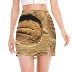 Trilobite Fossil Print Side Slit Mini Skirt