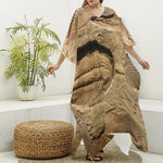 Trilobite Fossil Print Silk V-Neck Kaftan Dress