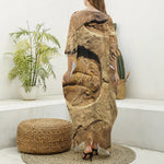 Trilobite Fossil Print Silk V-Neck Kaftan Dress