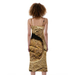 Trilobite Fossil Print Slim Fit Midi Cami Dress