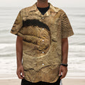 Trilobite Fossil Print Textured Short Sleeve Shirt