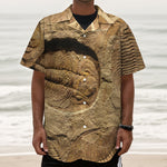 Trilobite Fossil Print Textured Short Sleeve Shirt