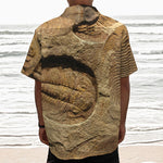Trilobite Fossil Print Textured Short Sleeve Shirt