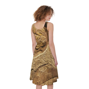 Trilobite Fossil Print Sleeveless Knee Length Dress  GearFrost