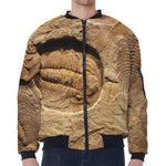 Trilobite Fossil Print Zip Sleeve Bomber Jacket