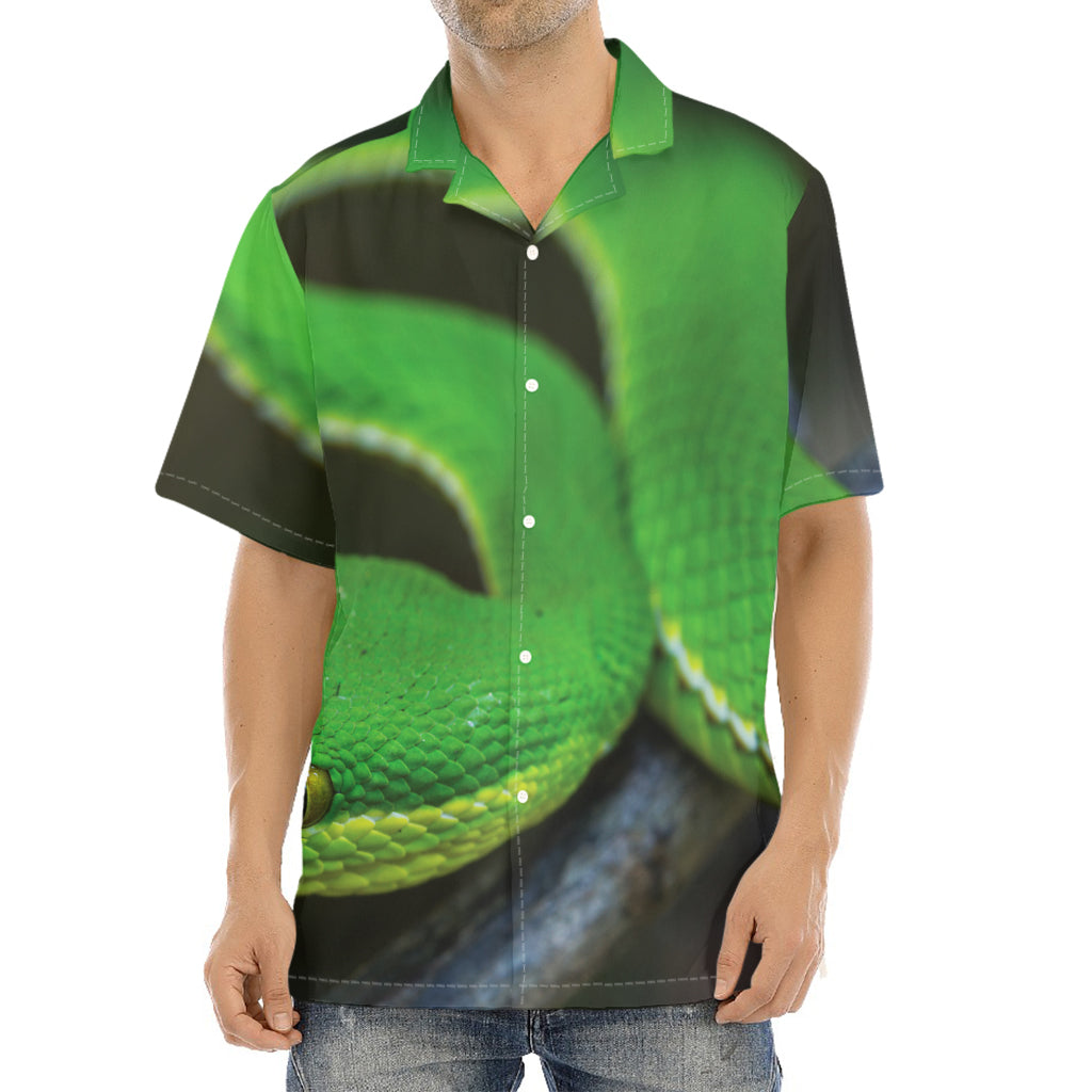 Trimeresurus Albolabris Snake Print Aloha Shirt