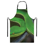 Trimeresurus Albolabris Snake Print Bib Apron With Pocket