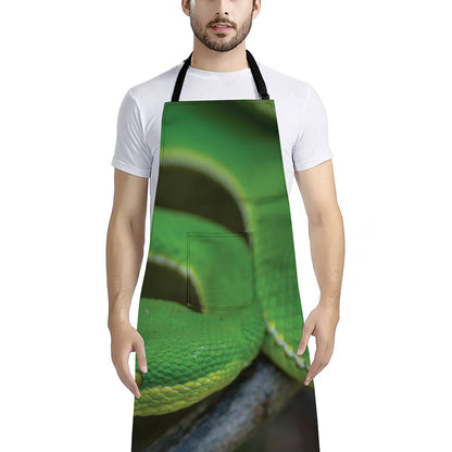 Trimeresurus Albolabris Snake Print Bib Apron With Pocket