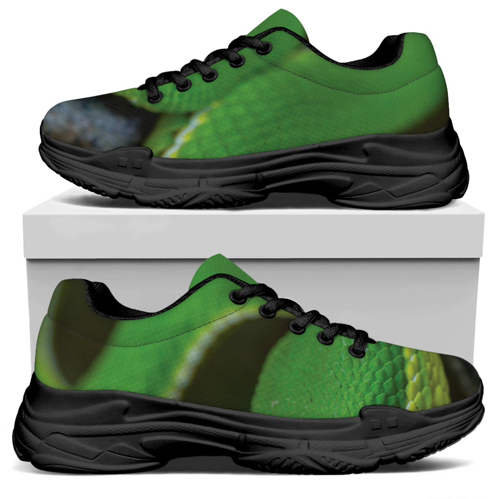 Trimeresurus Albolabris Snake Print Black Chunky Shoes