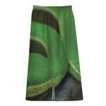 Trimeresurus Albolabris Snake Print Cotton Front Slit Maxi Skirt