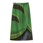Trimeresurus Albolabris Snake Print Cotton Front Slit Maxi Skirt
