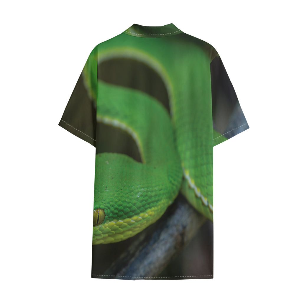 Trimeresurus Albolabris Snake Print Cotton Hawaiian Shirt