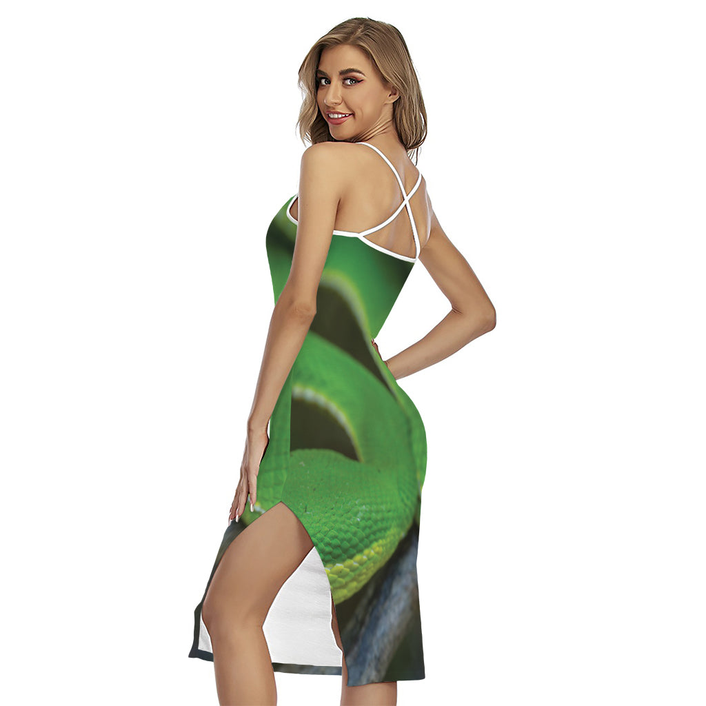 Trimeresurus Albolabris Snake Print Cross Back Cami Dress